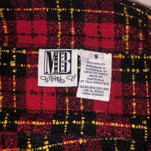 Vintage Red Plaid Tweed Miniskirt - Picture 4 of 4